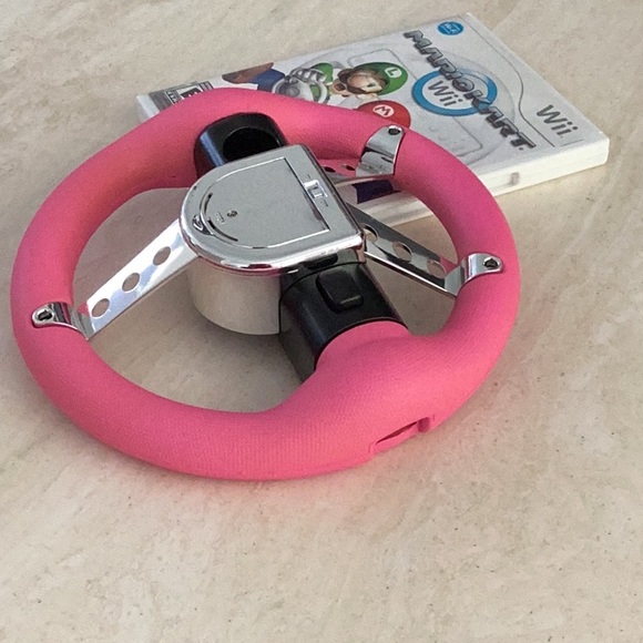 Mario Kart & Racing Wheel Nintendo Wii Game Pink Steering Wheel Drive Race - Picture 13 of 15